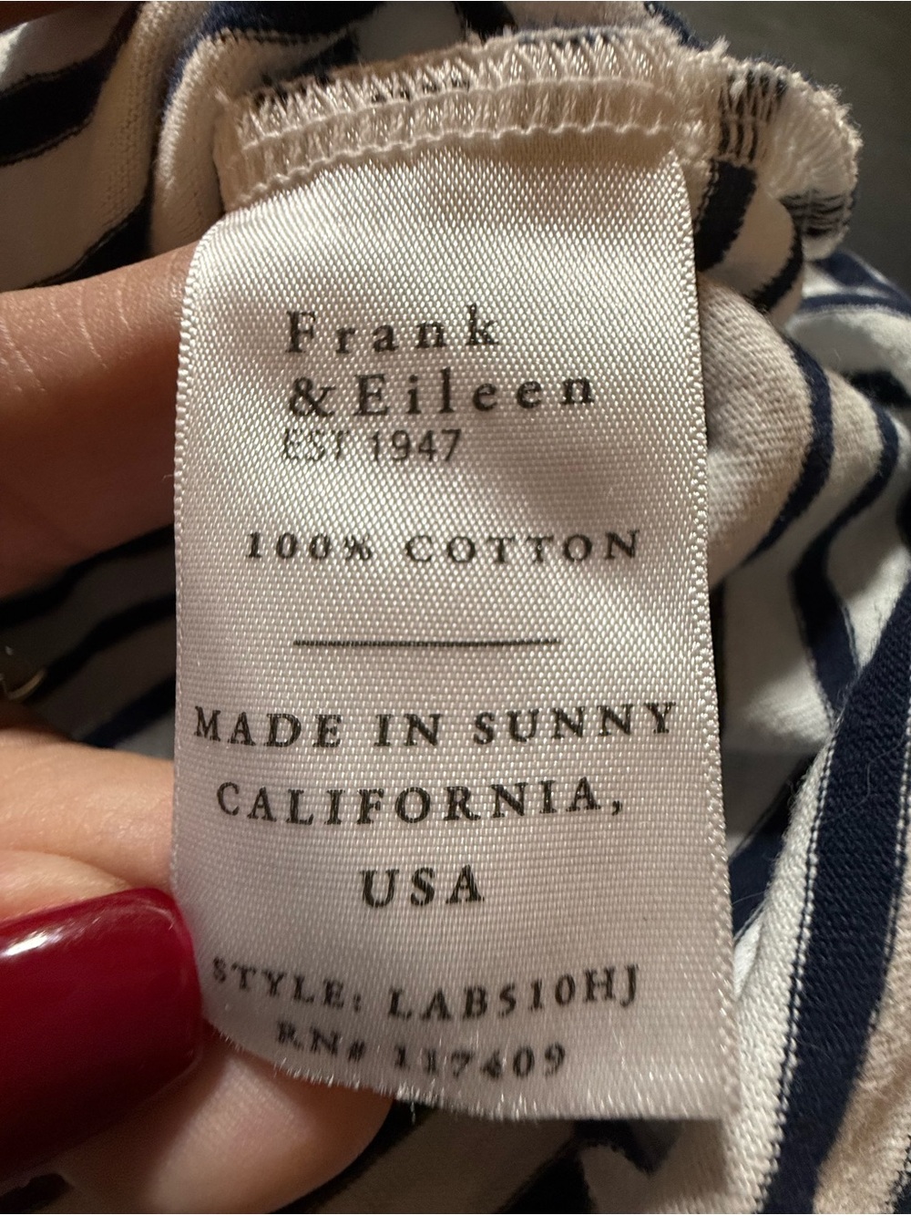 Frank & Eileen Patrick Popover Henley Striped Black and White Size XL - Picture 9 of 10